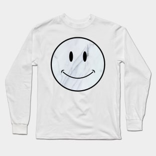 white and gray marble smiley face Long Sleeve T-Shirt